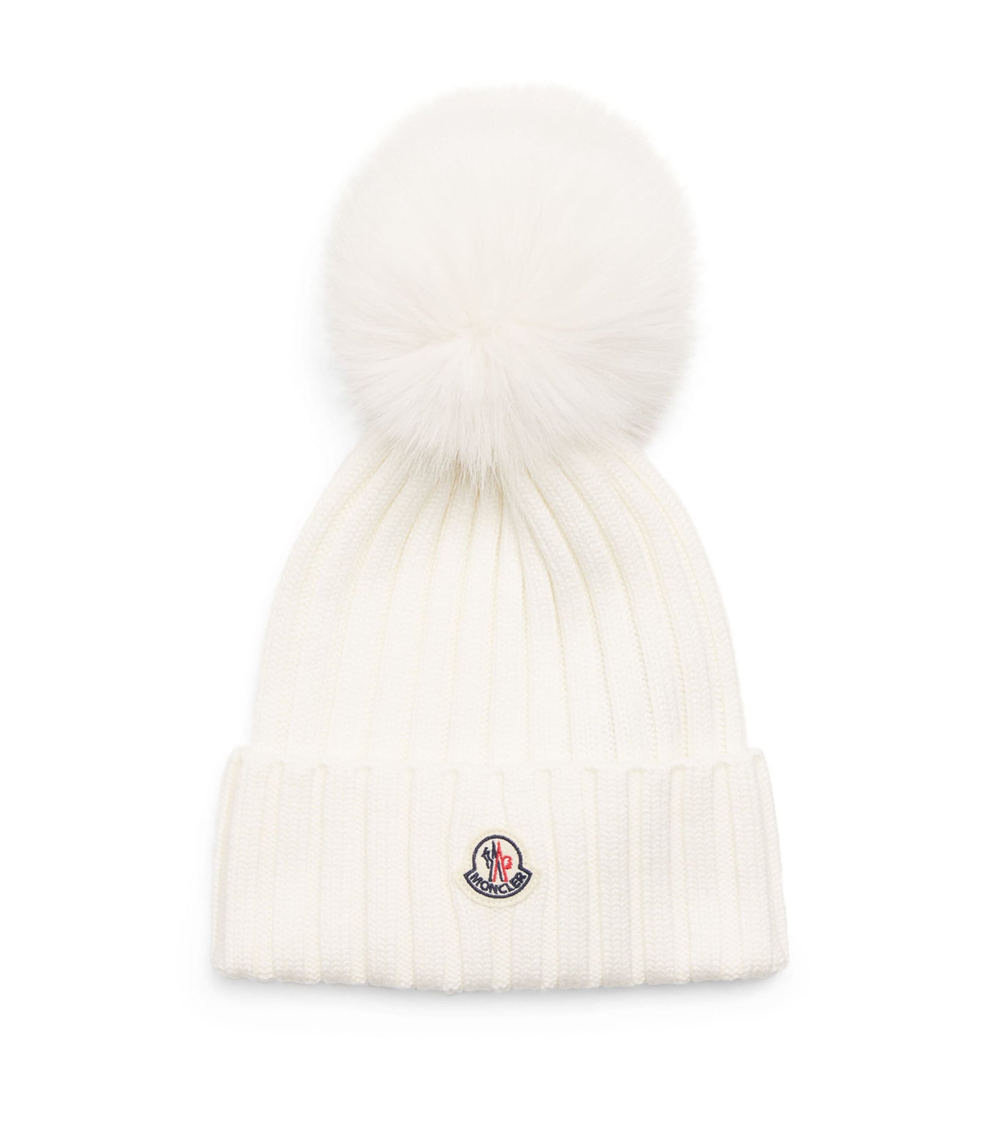 White Virgin Wool Pom-Pom Beanie