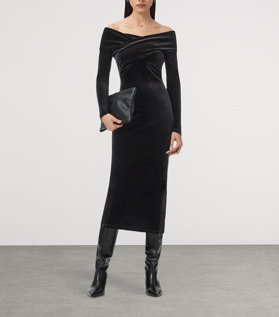 Velvet Delta Midi Dress BLACK
