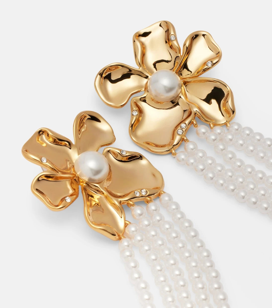 Self-Portrait - Embellished faux pearl drop earrings