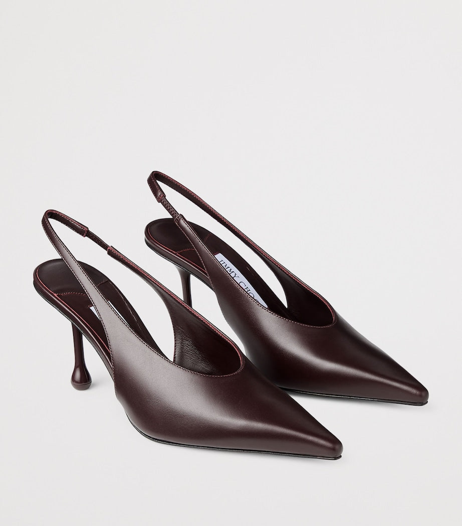 Jimmy Choo Burgundy Isa 80 Leather Slingback Pumps
