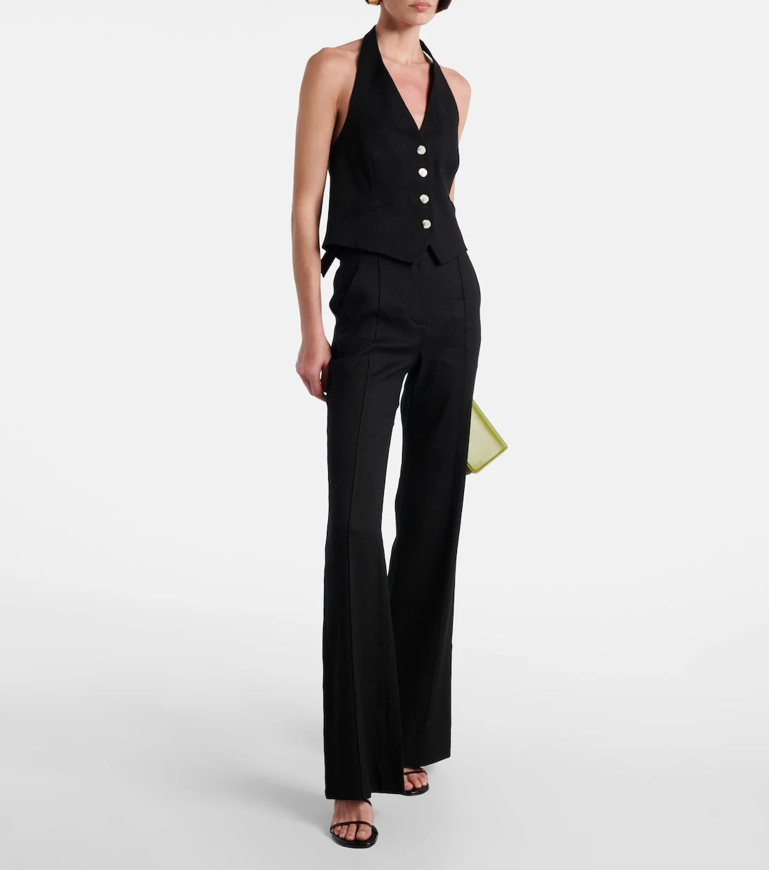 Veronica Beard - Komi high-rise linen-blend flared pants