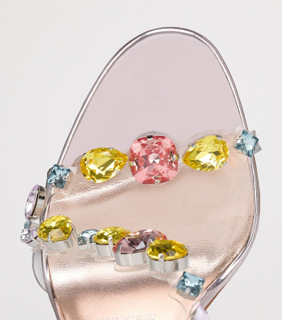 Rosa Z Calf Leather Jewel-Detail Heeled Sandals 100