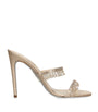 René Caovilla Beige Embellished Chandelier Heeled Mules 105