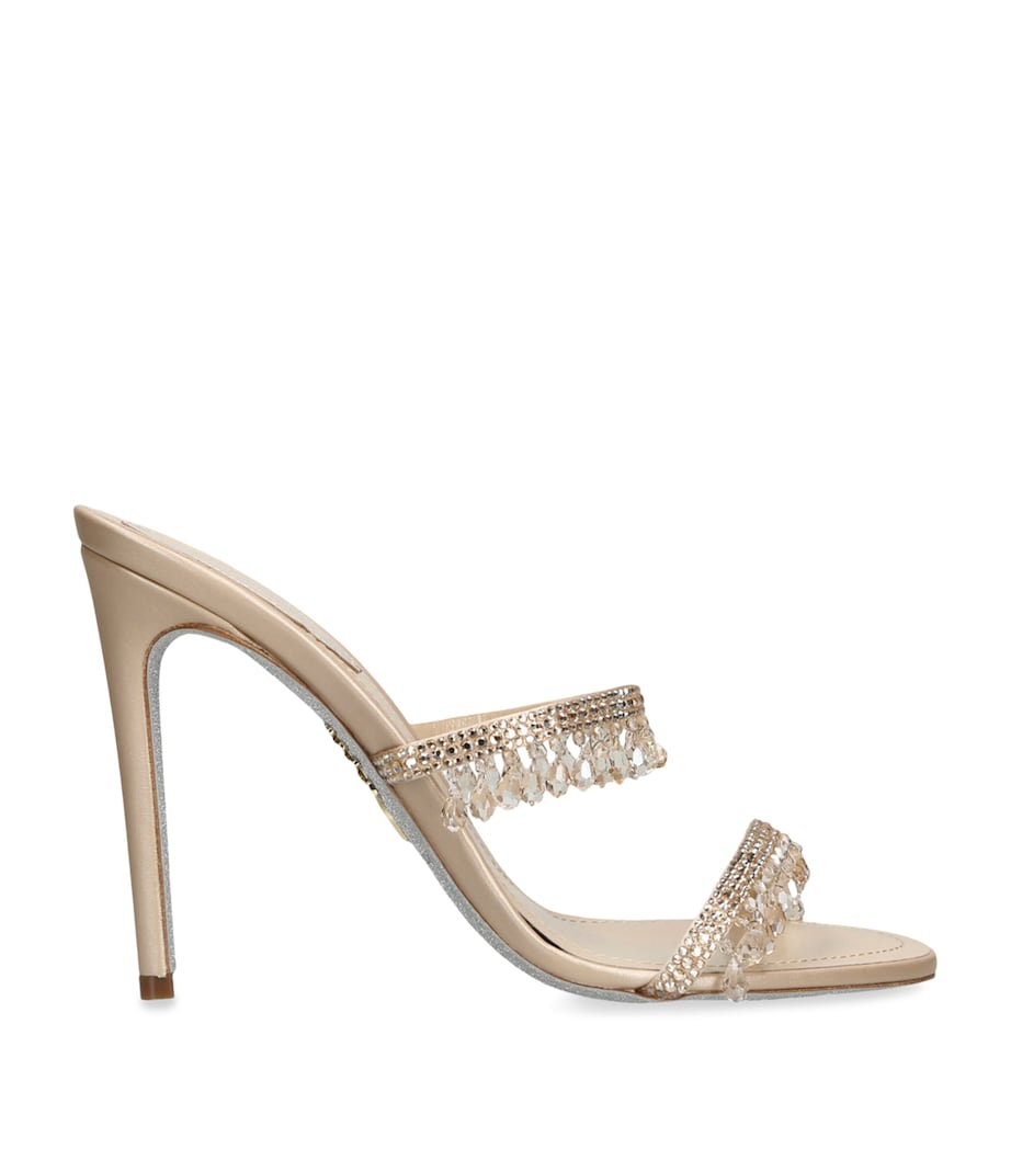 Beige Embellished Chandelier Heeled Mules 105
