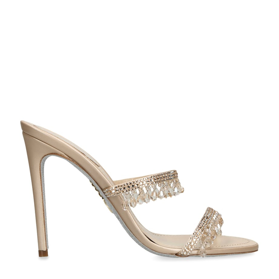 Beige Embellished Chandelier Heeled Mules 105