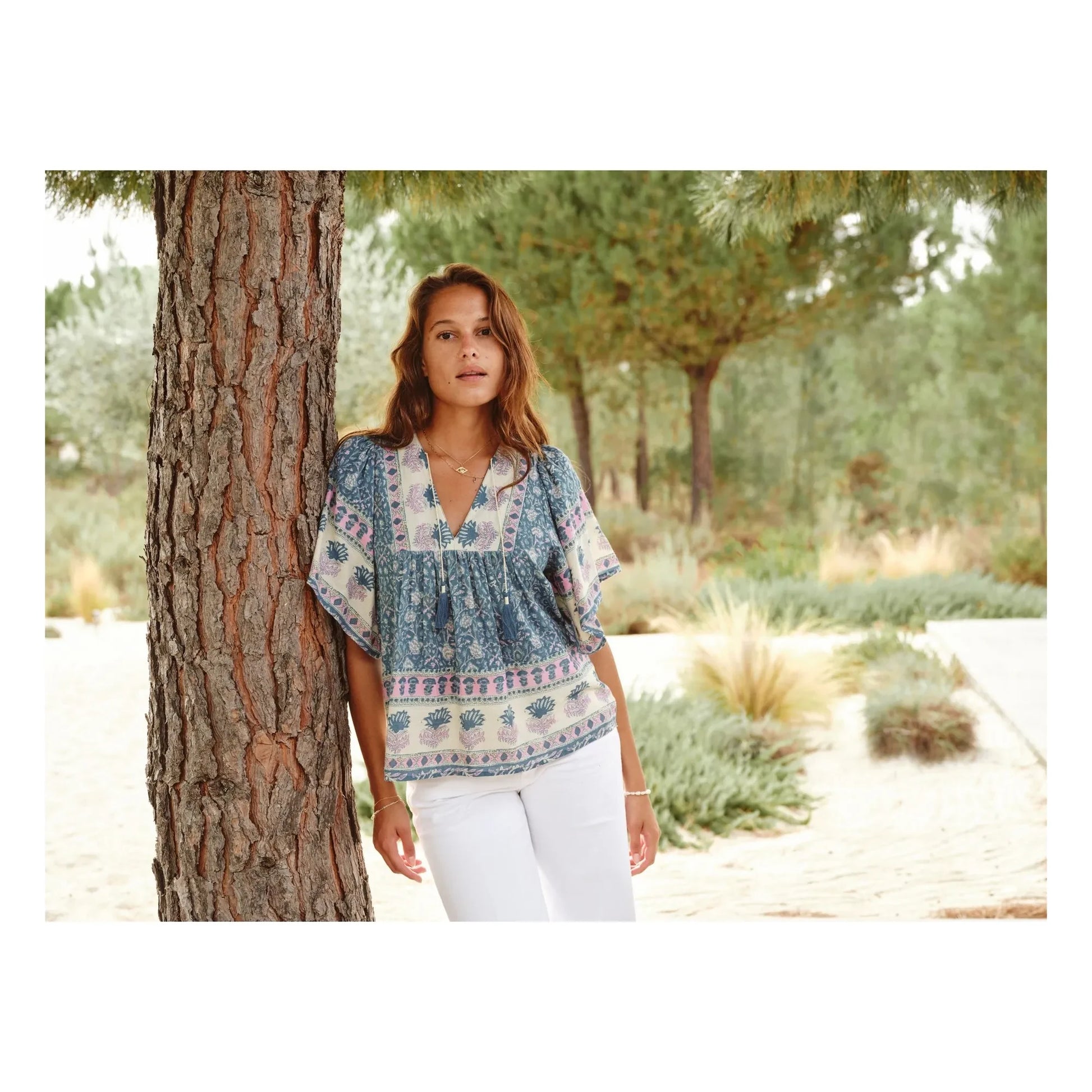 M.A.B.E. - Myla Cotton blouse | Blue