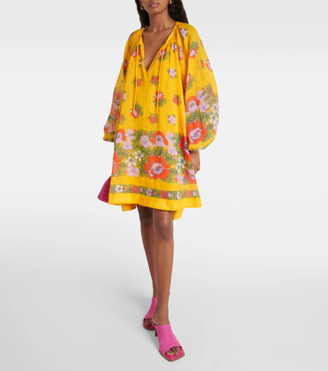 Alémais - Balloon-sleeve floral minidress