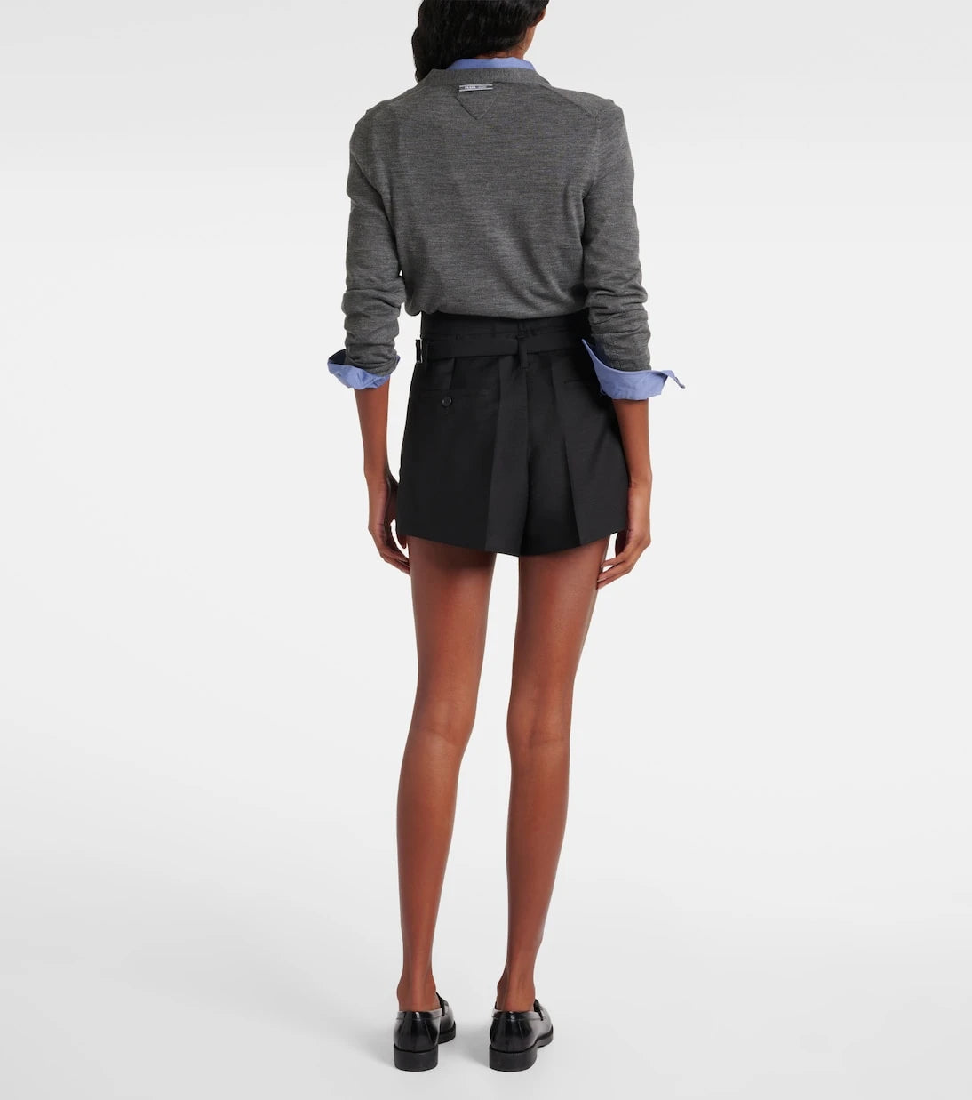 Prada - Belted mohair and wool shorts