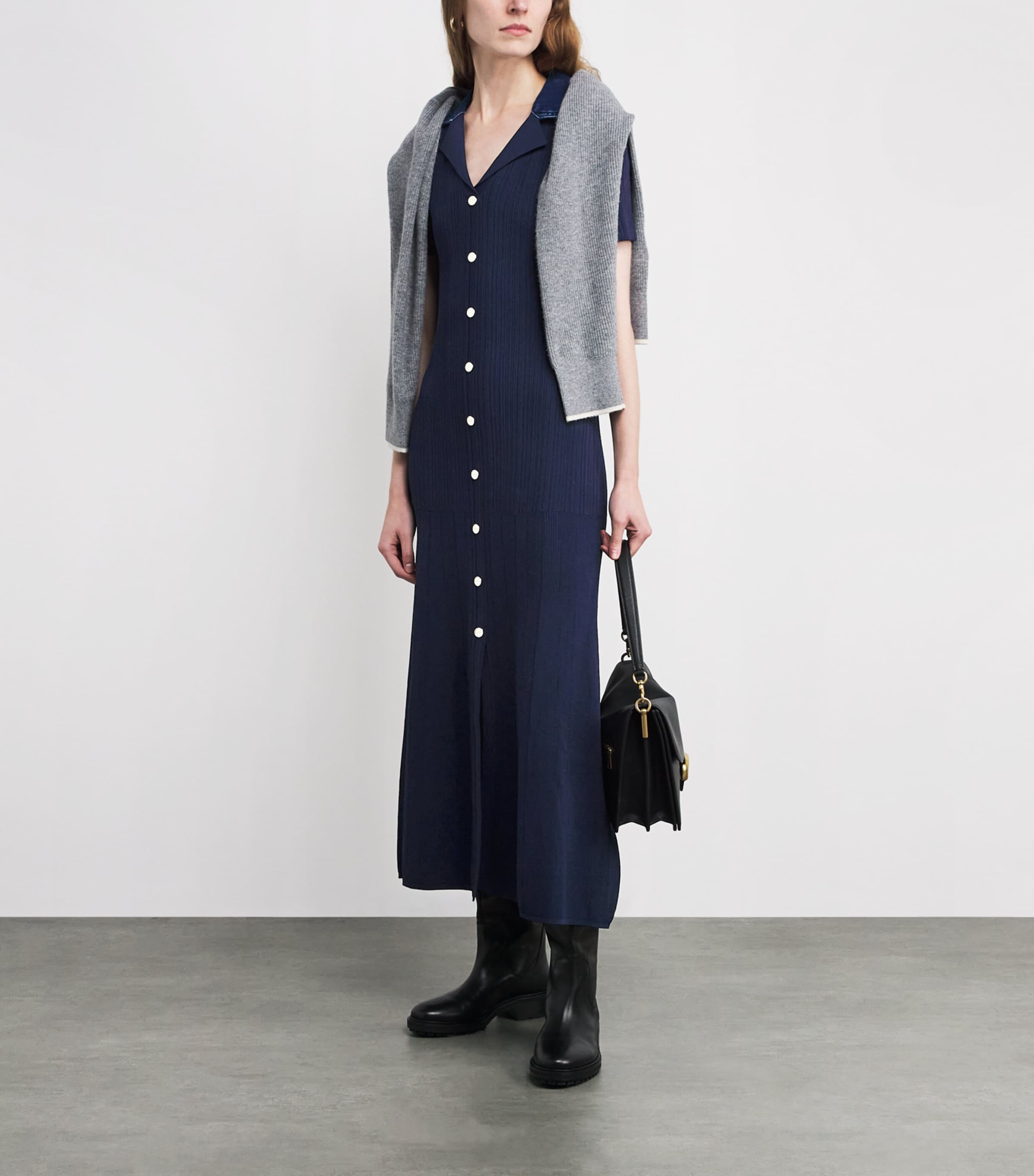 Sandro Paris Blue Knitted Midi Dress