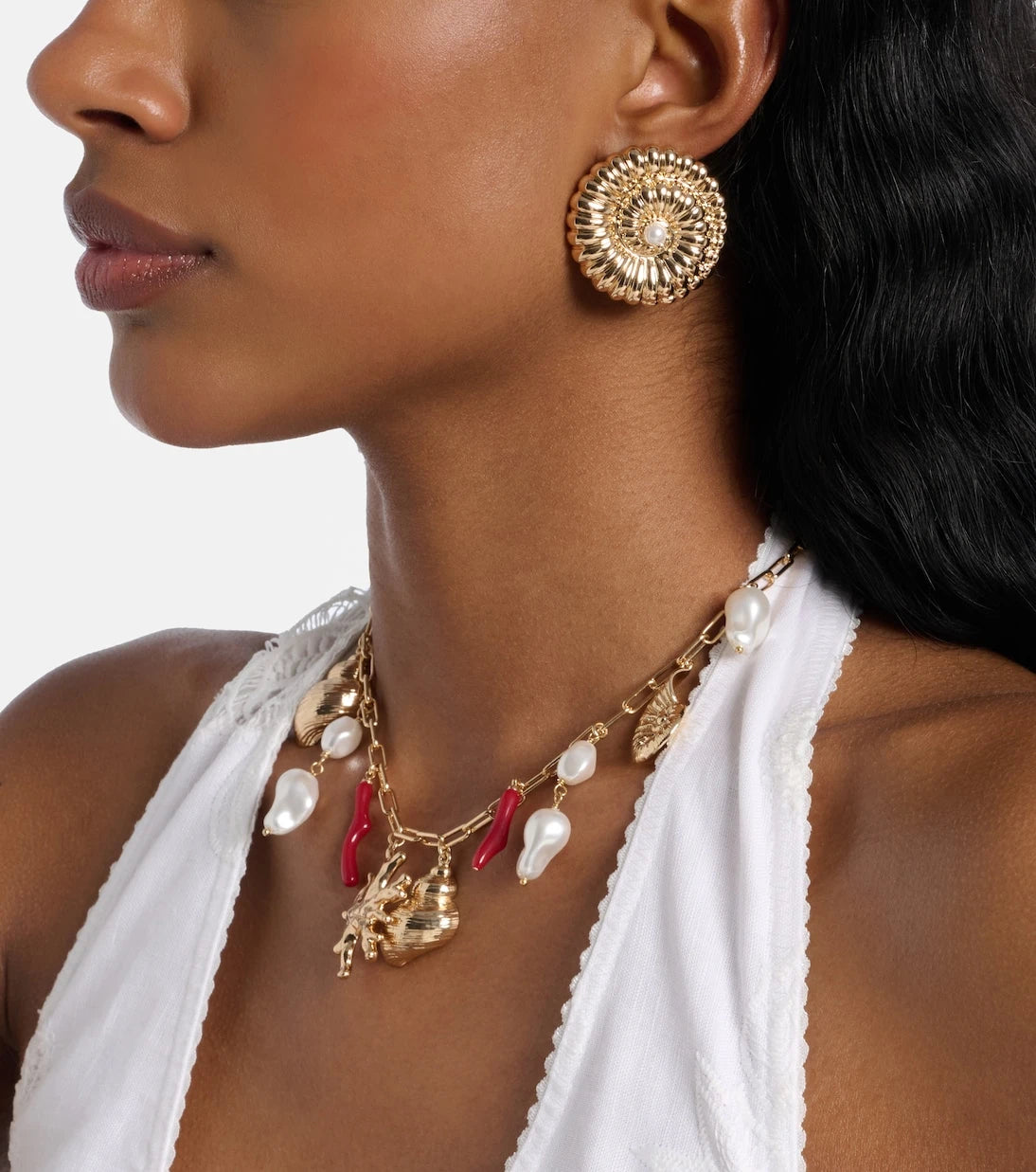 Self-Portrait - Faux pearl-embellished earrings