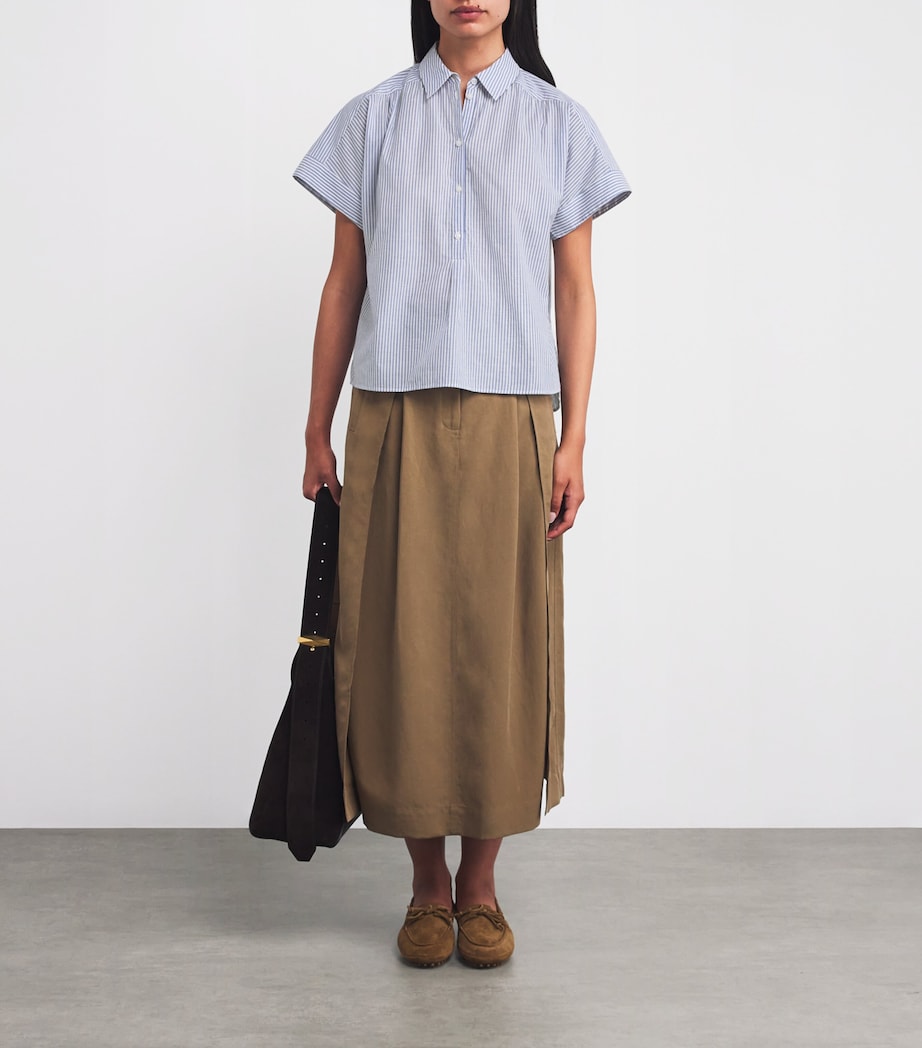 Blue Cotton Voile Stripe Blouse