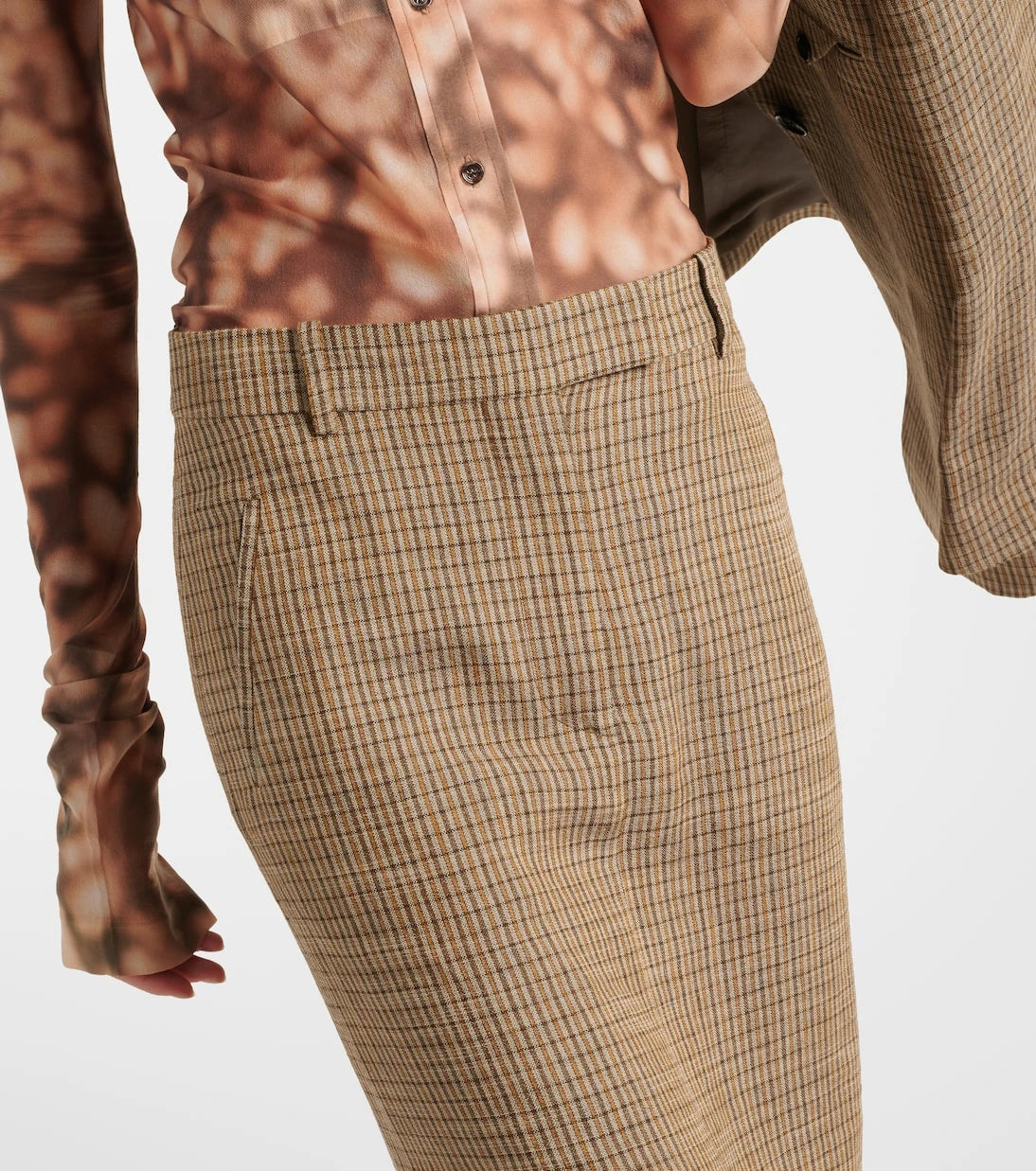 Acne Studios - تنورة ماكسي كاروهات من مزيج الكتان