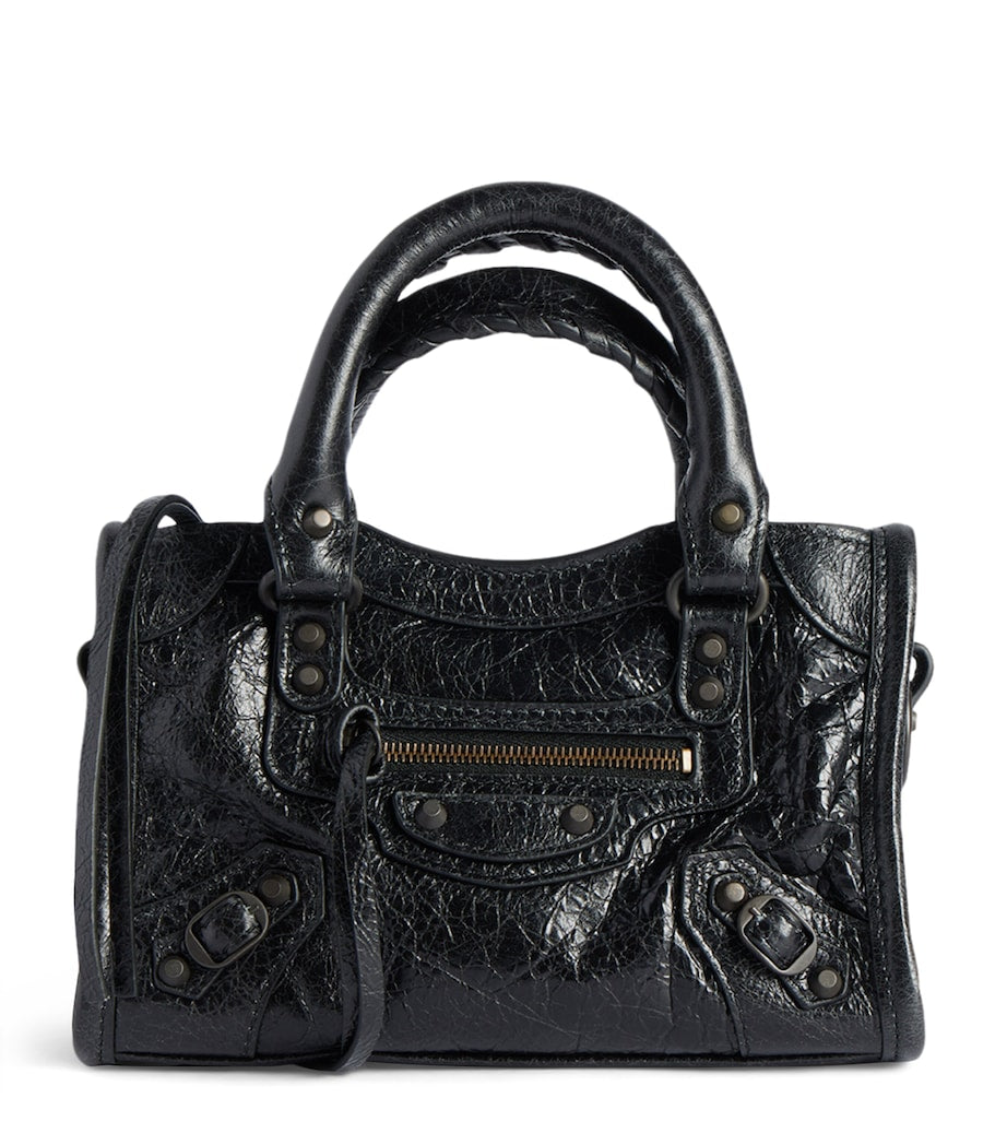 Balenciaga Black Nano Leather Le City Top-Handle Bag