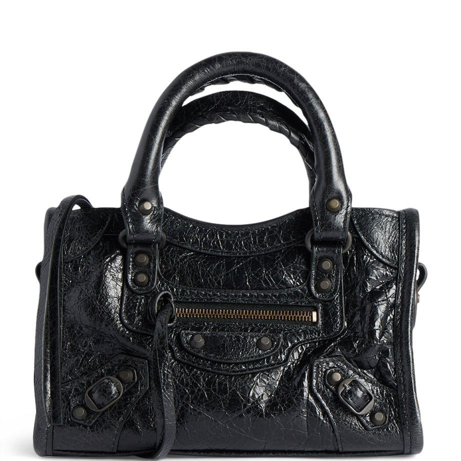 Balenciaga Black Nano Leather Le City Top-Handle Bag