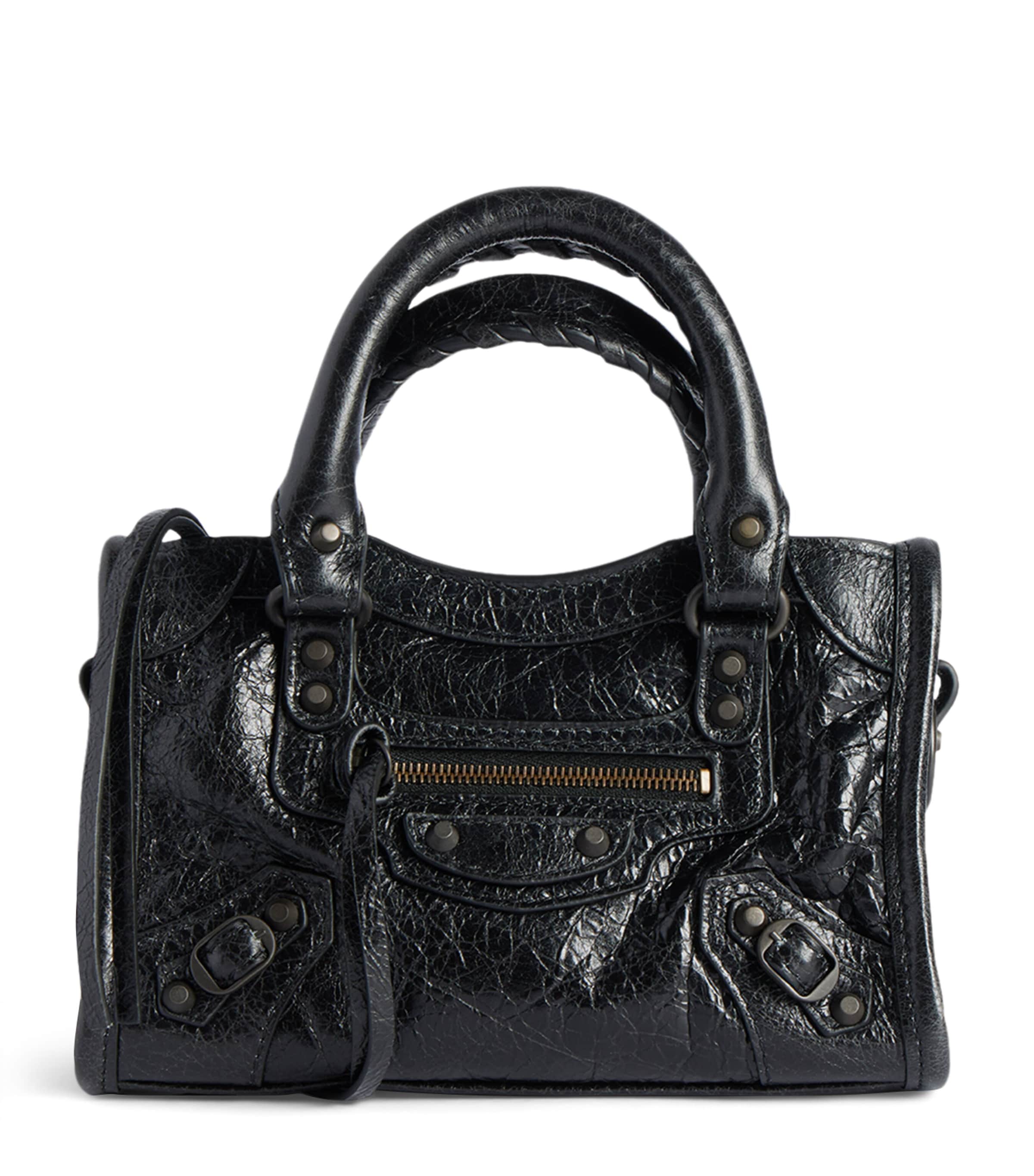 Balenciaga Black Nano Leather Le City Top-Handle Bag