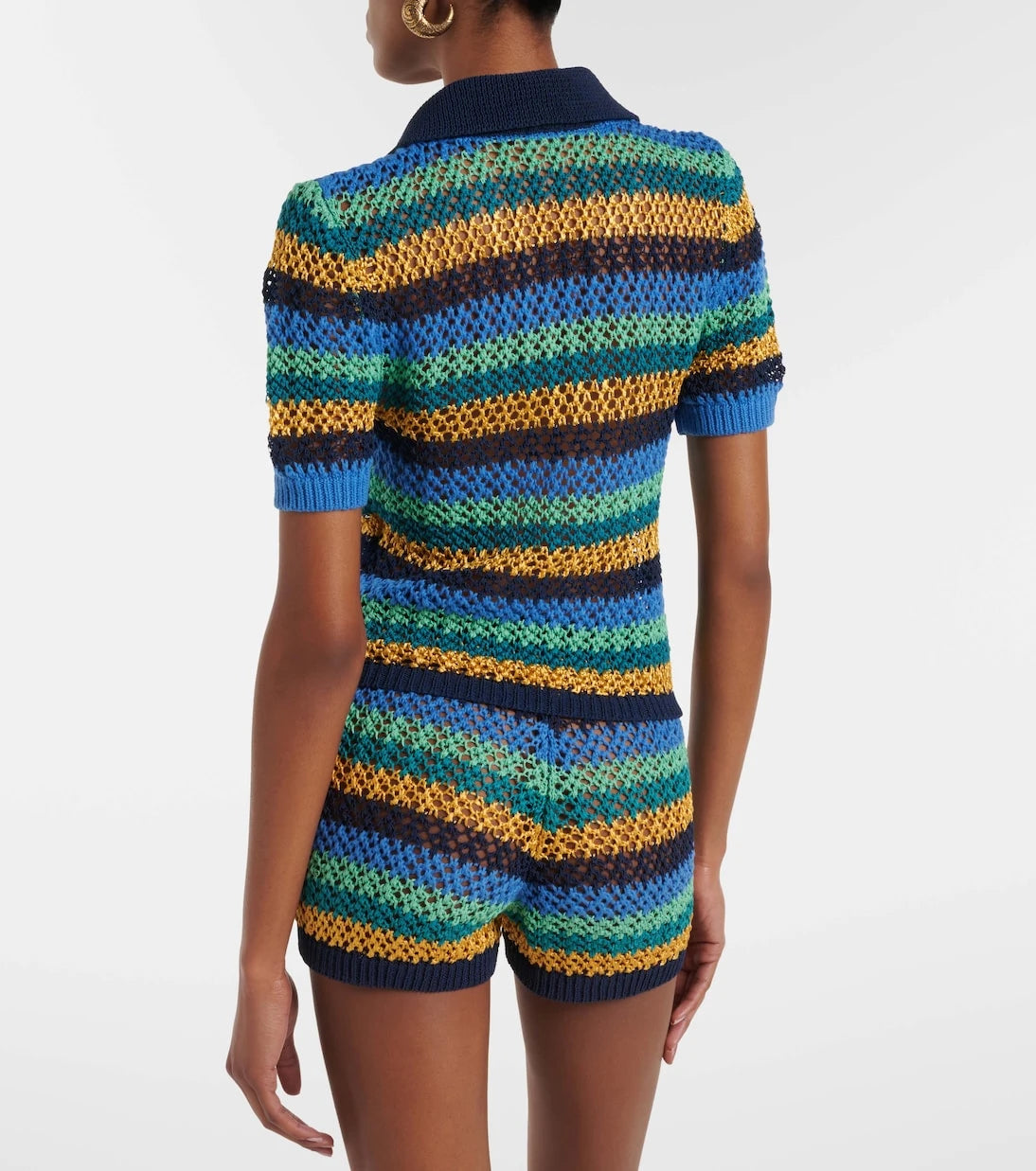 Etro - Crochet striped cotton-blend shorts
