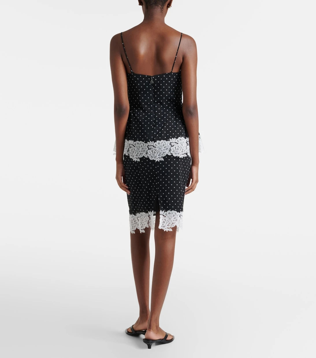 Rotate - Lace-trimmed polka-dot pencil skirt