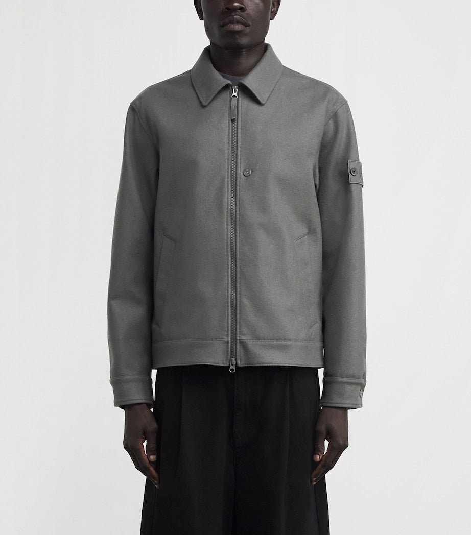 Stone Island Grey Wool-Blend Jacket