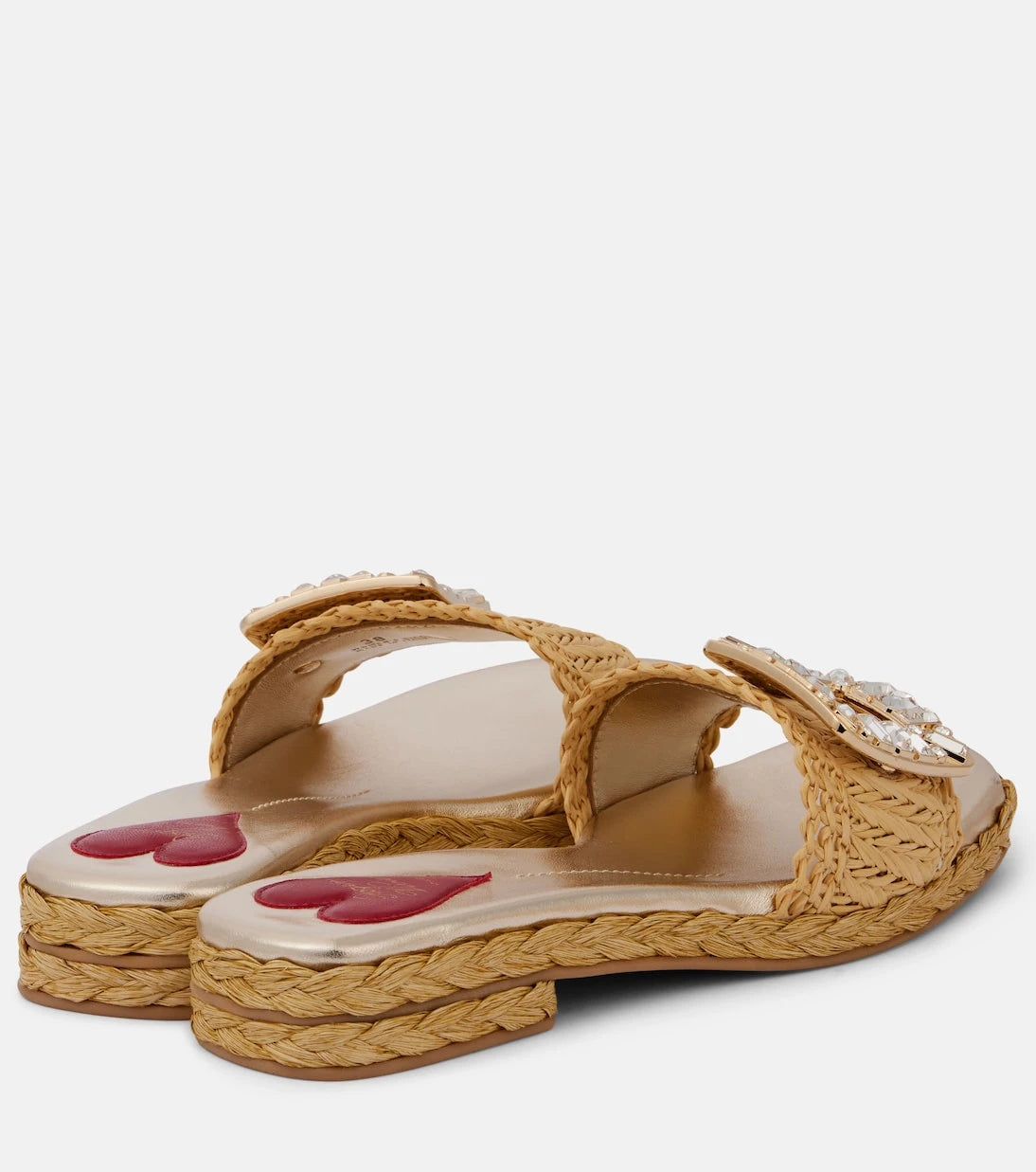 Roger Vivier - Crystal-embellished raffia mules