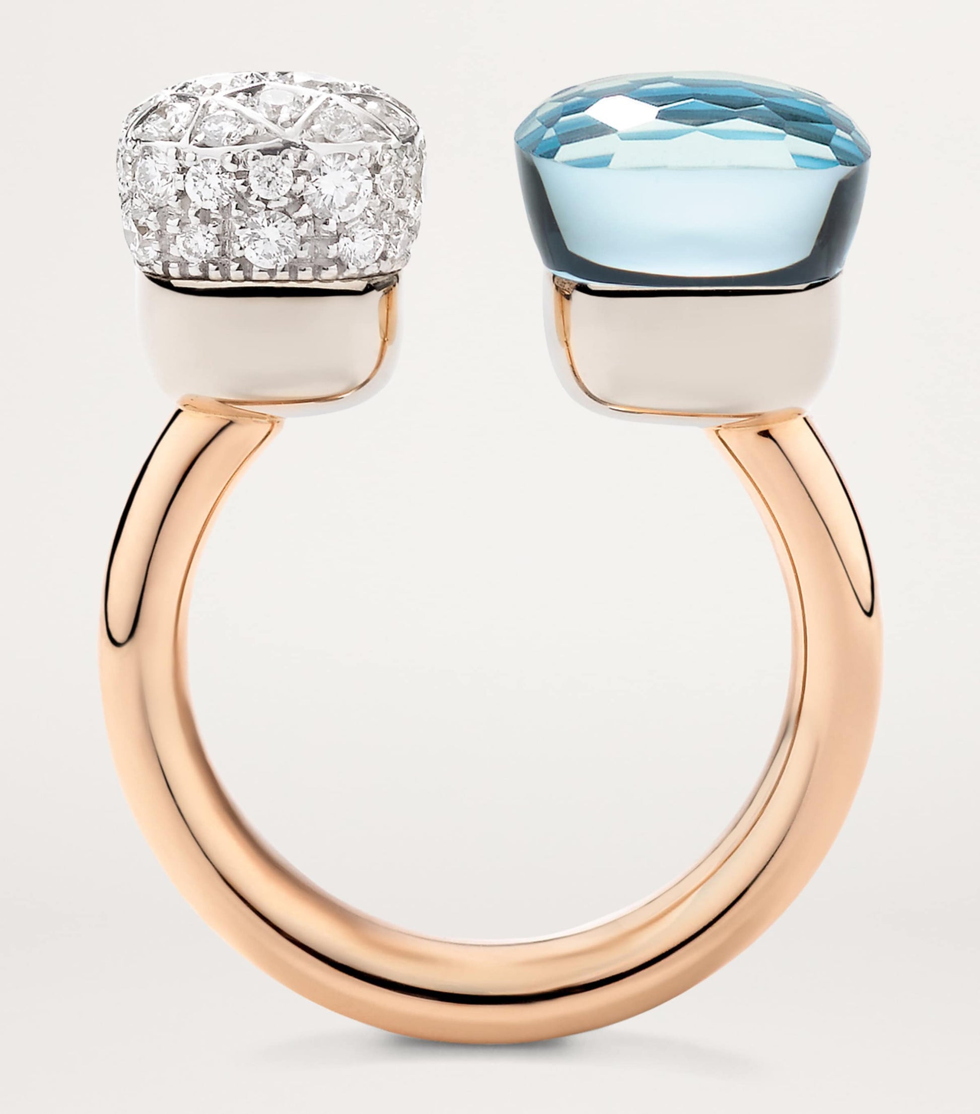 Mixed Gold Diamond and Topaz Nudo Ring