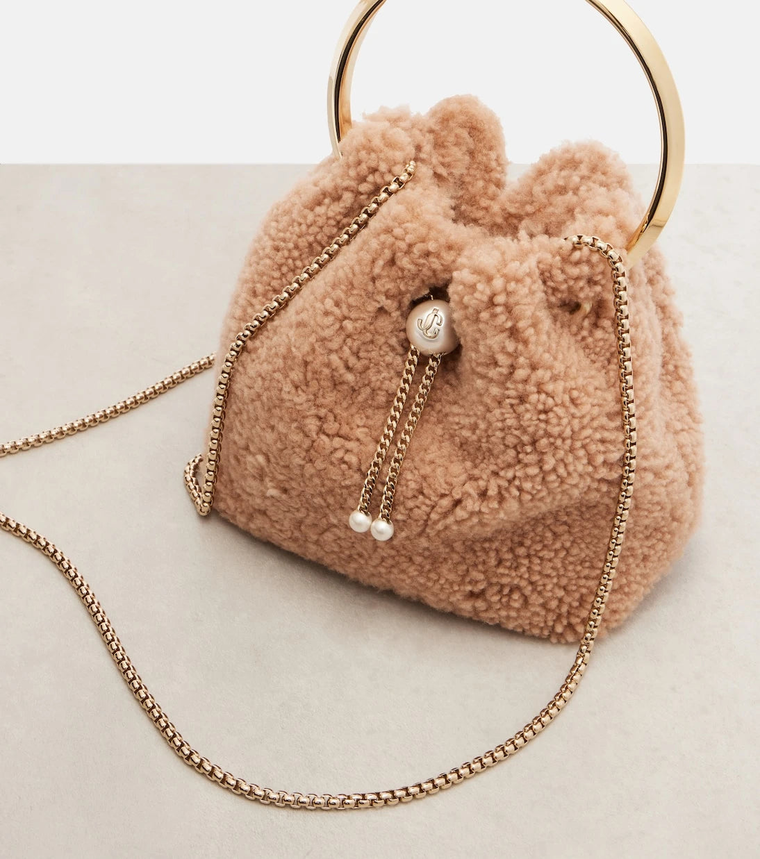 Jimmy Choo - Bon Bon Small shearling bucket bag