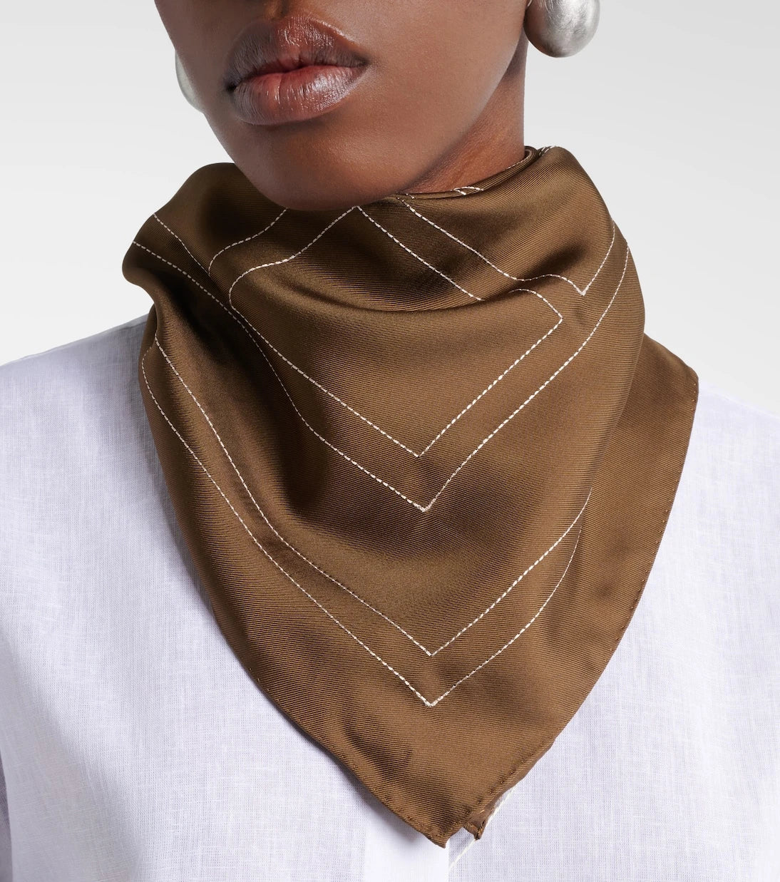 Toteme - Embroidered monogram silk scarf