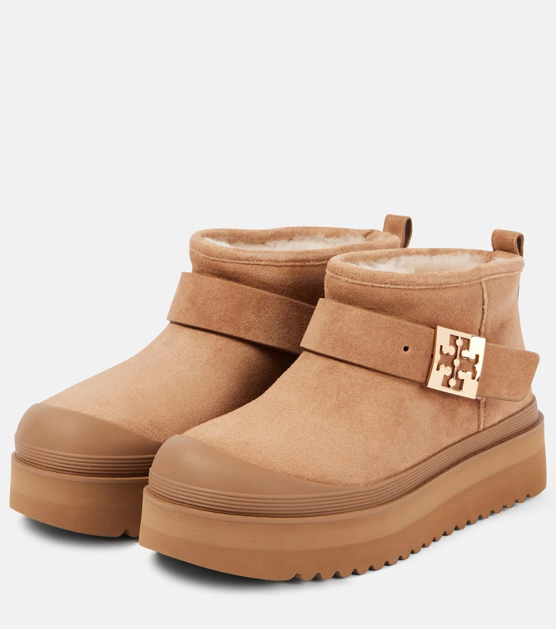 Tory Burch - Mellow shearling-lined suede platform ankle boots