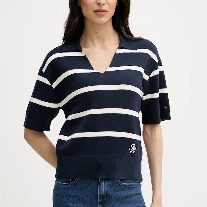 Tommy Hilfiger kadın pamuklu polo yaka tişört