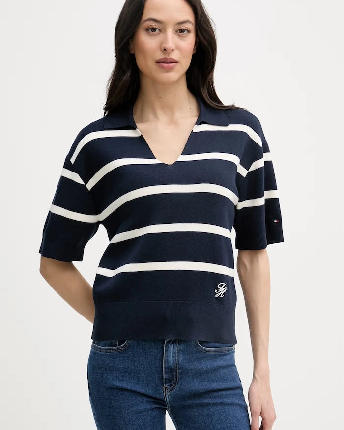 Tommy Hilfiger kadın pamuklu polo yaka tişört