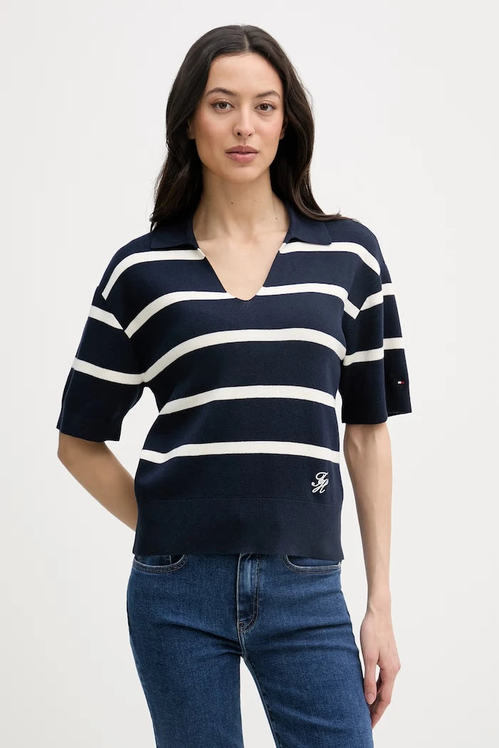 Tommy Hilfiger kadın pamuklu polo yaka tişört