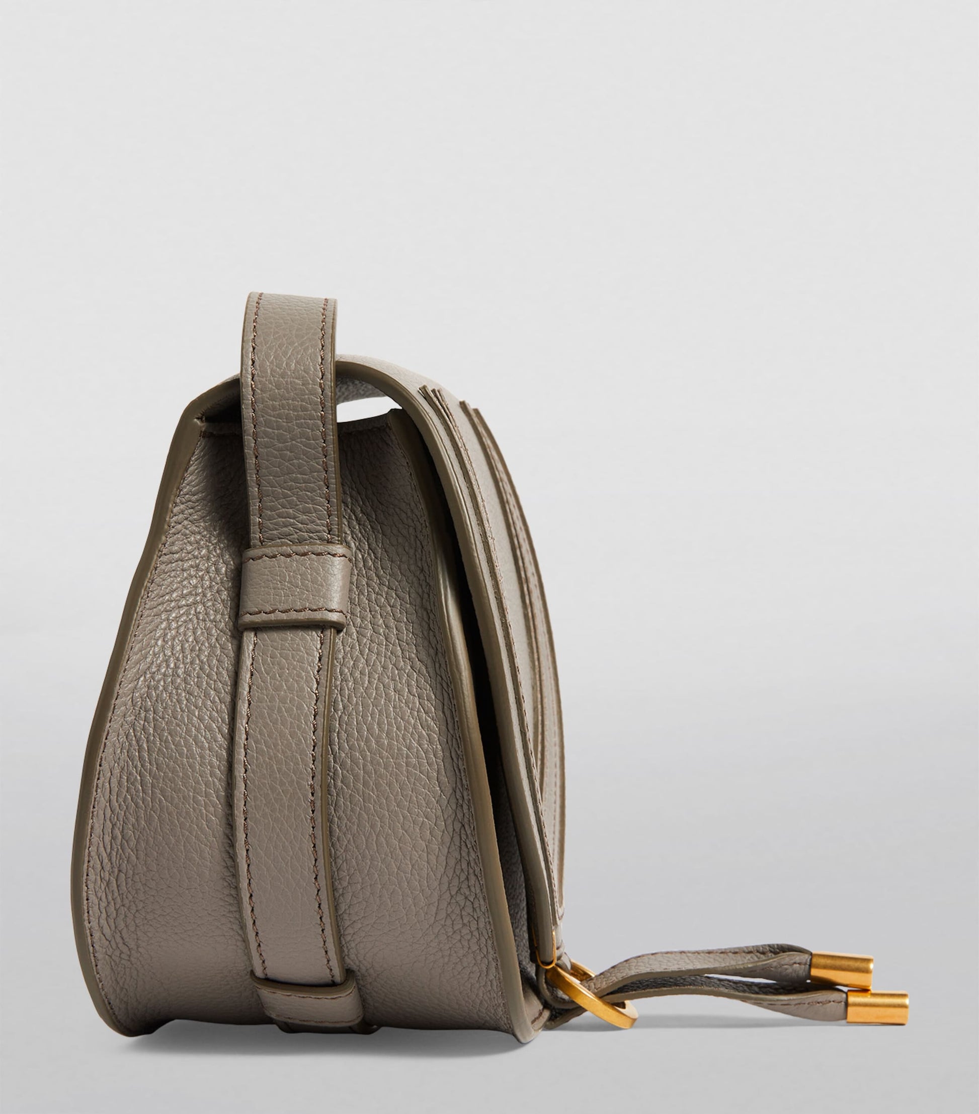 Grey Small Leather Marcie Saddle Bag