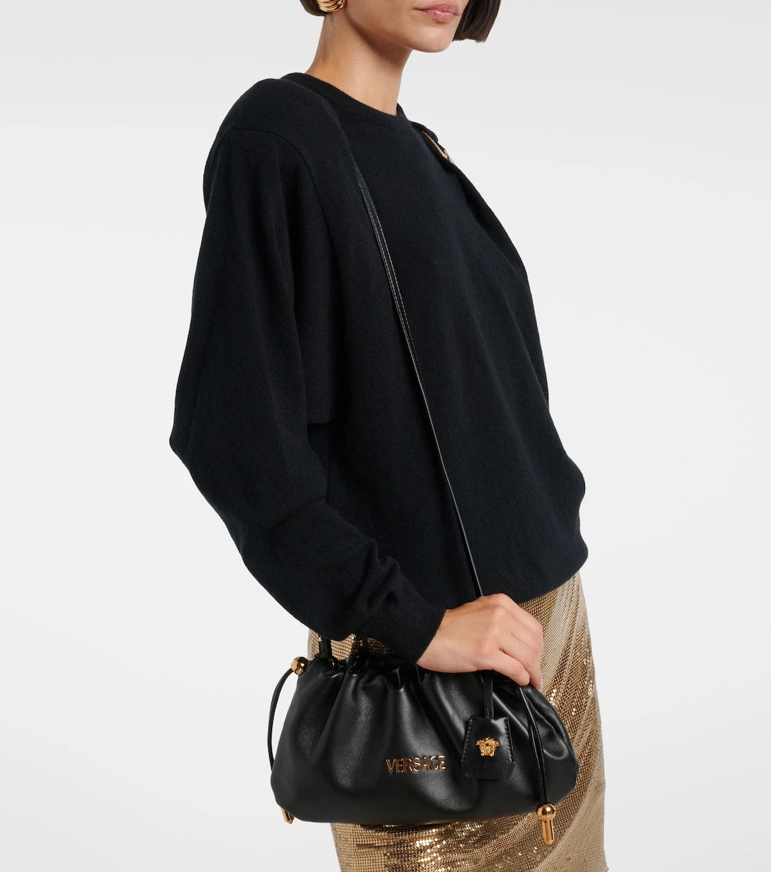 Versace - Versace Tag Mini leather tote bag