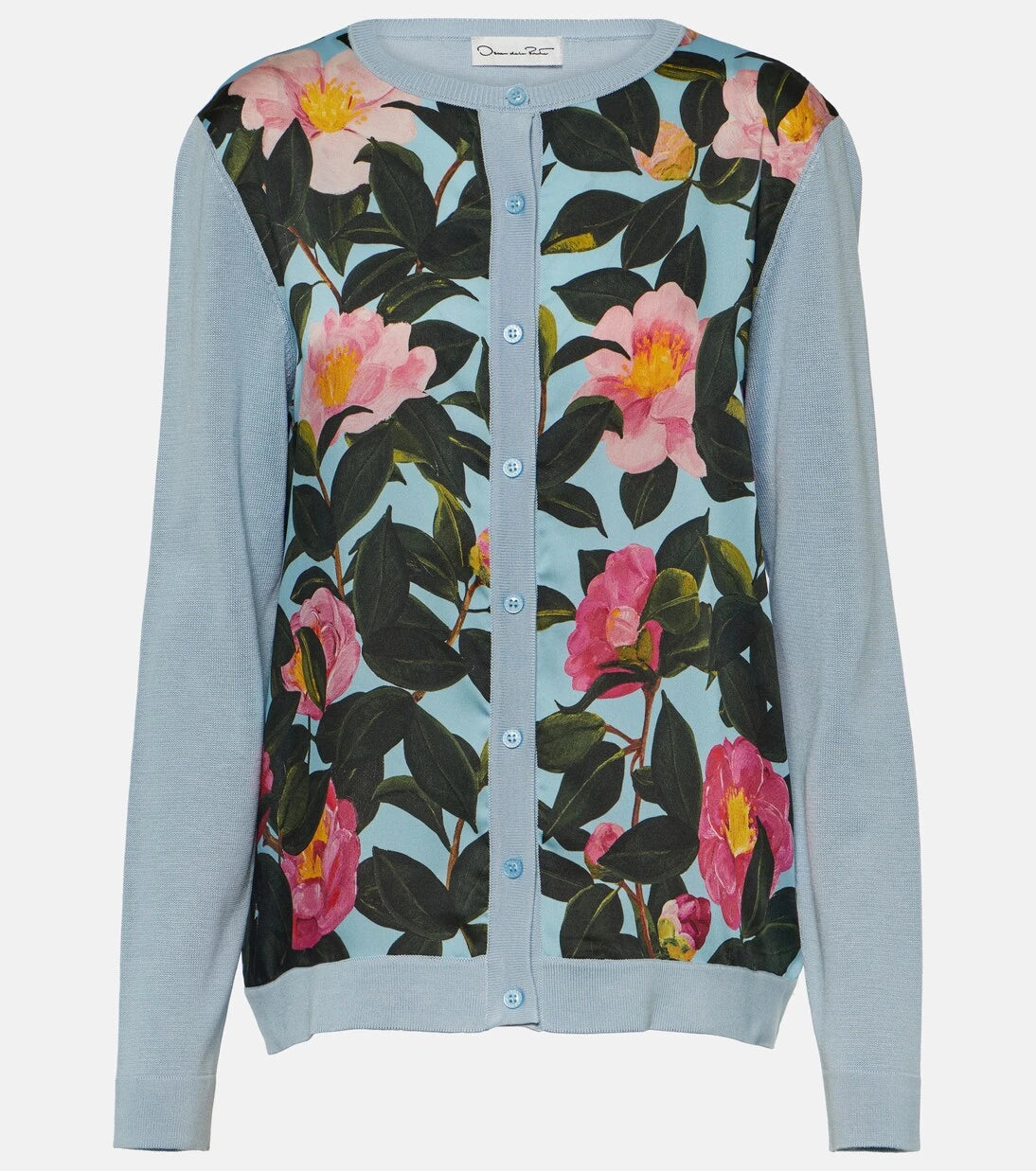 Oscar de la Renta - Printed silk-trimmed cardigan