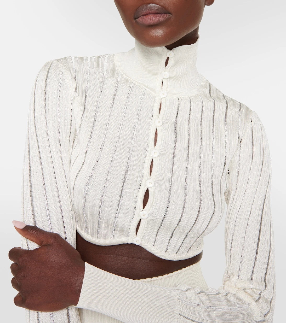 Alaïa - Ribbed-knit cropped cardigan