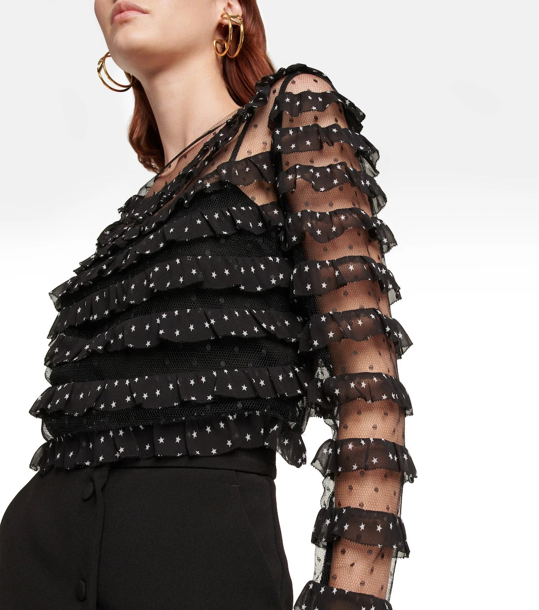 REDValentino - Point d'esprit tulle and georgette blouse