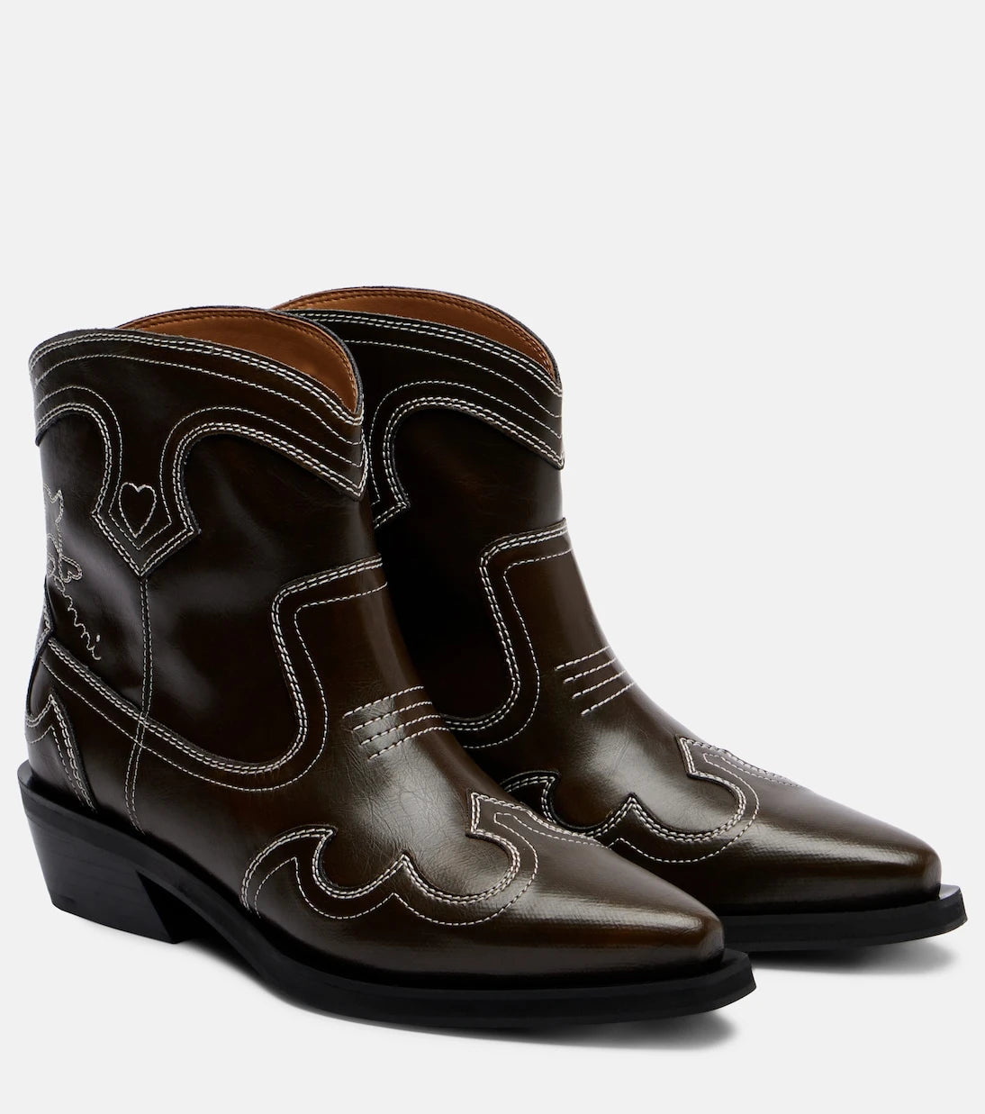 Ganni - Embroidered cowboy boots