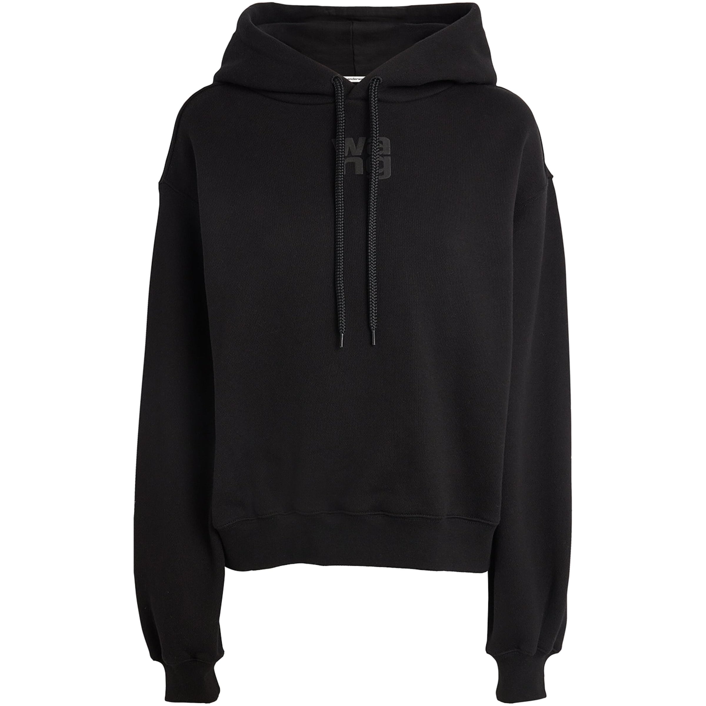 Black Cotton Logo Hoodie
