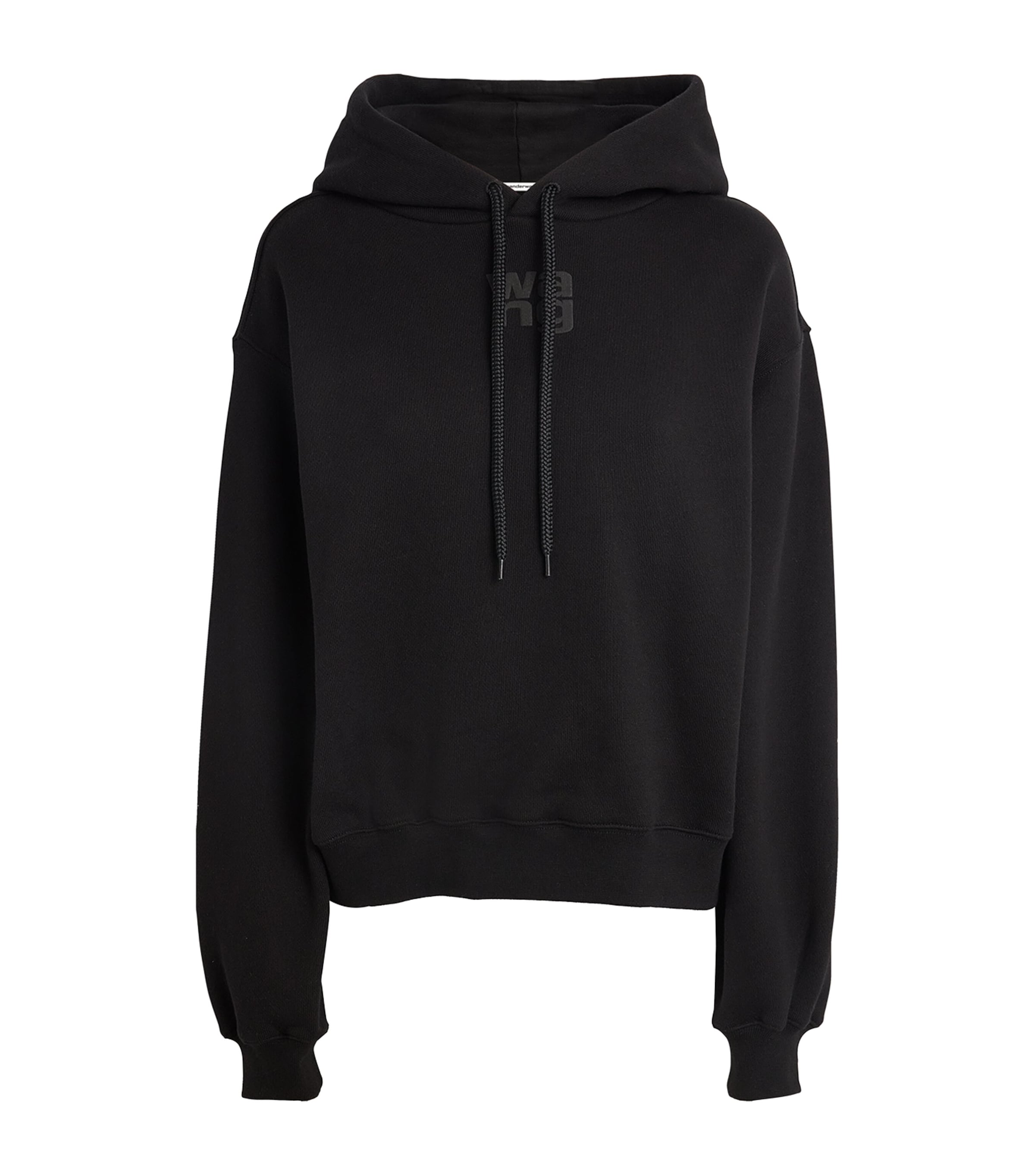 Black Cotton Logo Hoodie