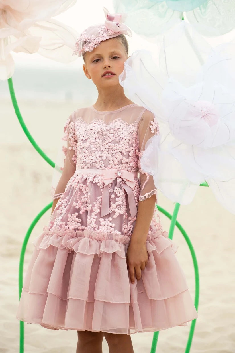 Patachou - Frill-trimmed chiffon dress