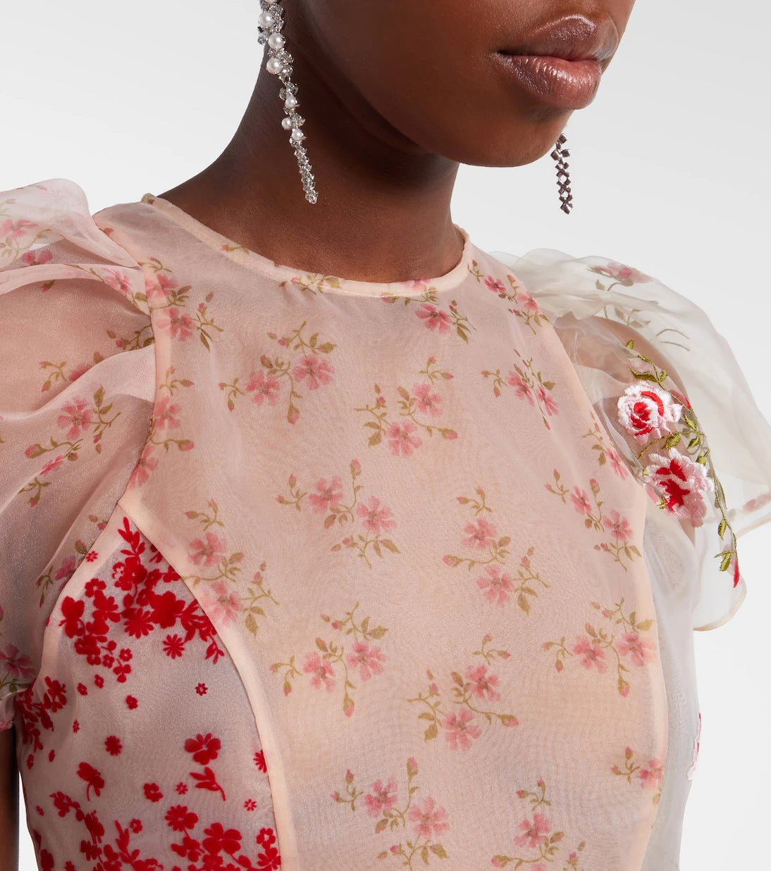 Simone Rocha - Patchwork sheer organza midi dress