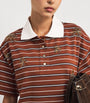 Brown Cotton Stripe Embellished Polo Shirt