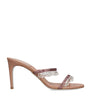 René Caovilla Pink Satin Chandelier Heeled Mules 80