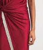 Paco Rabanne Red Tasselled Ring-Gathered Midi Dress