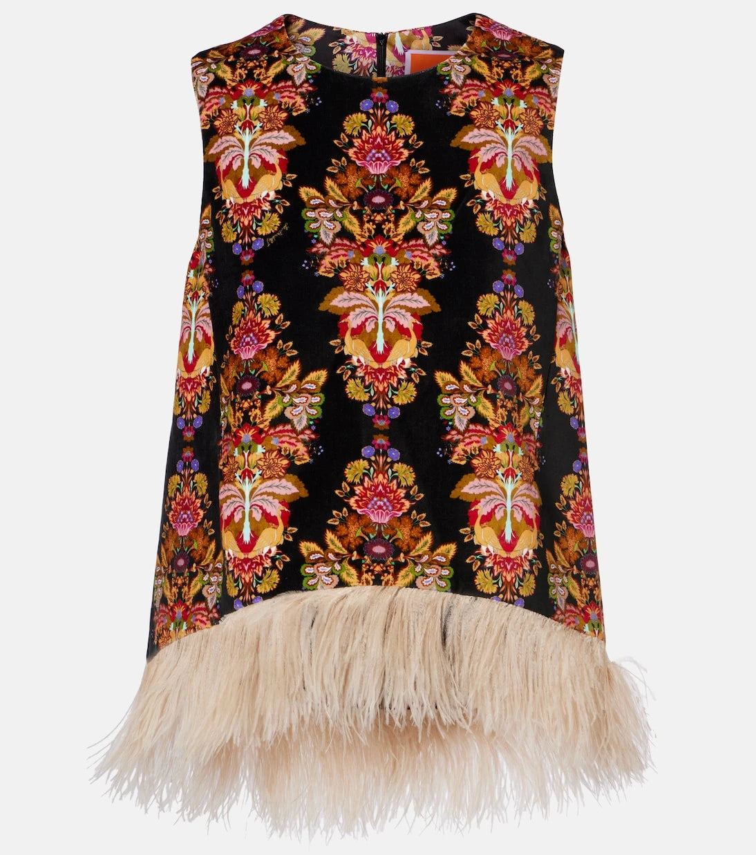 La DoubleJ - La Scala feather-trimmed cotton top