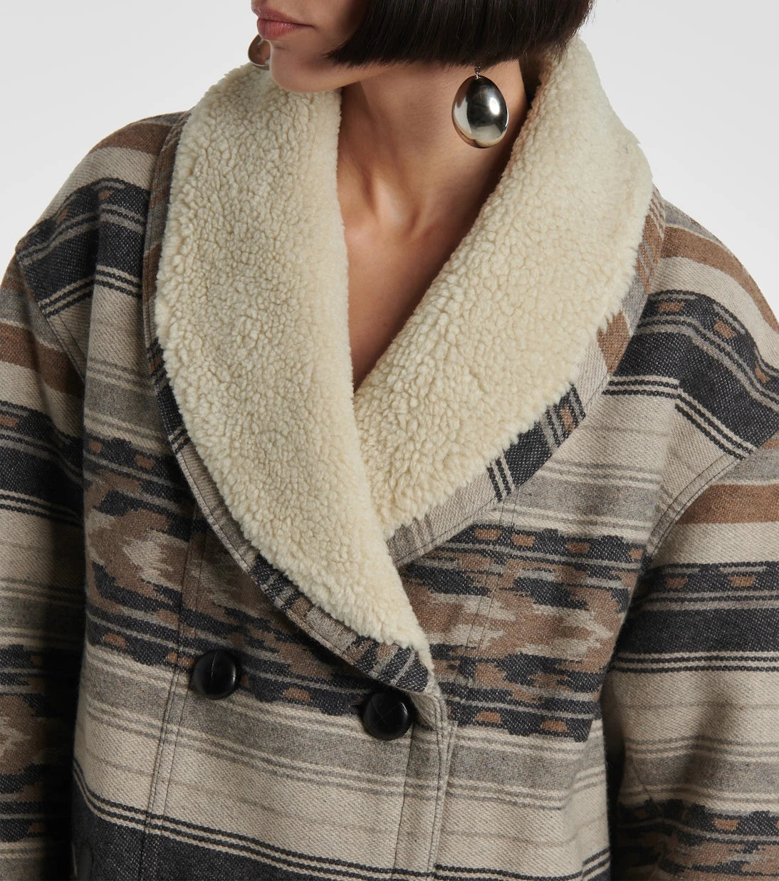 Marant Etoile - Dorcas faux shearling-trimmed peacoat