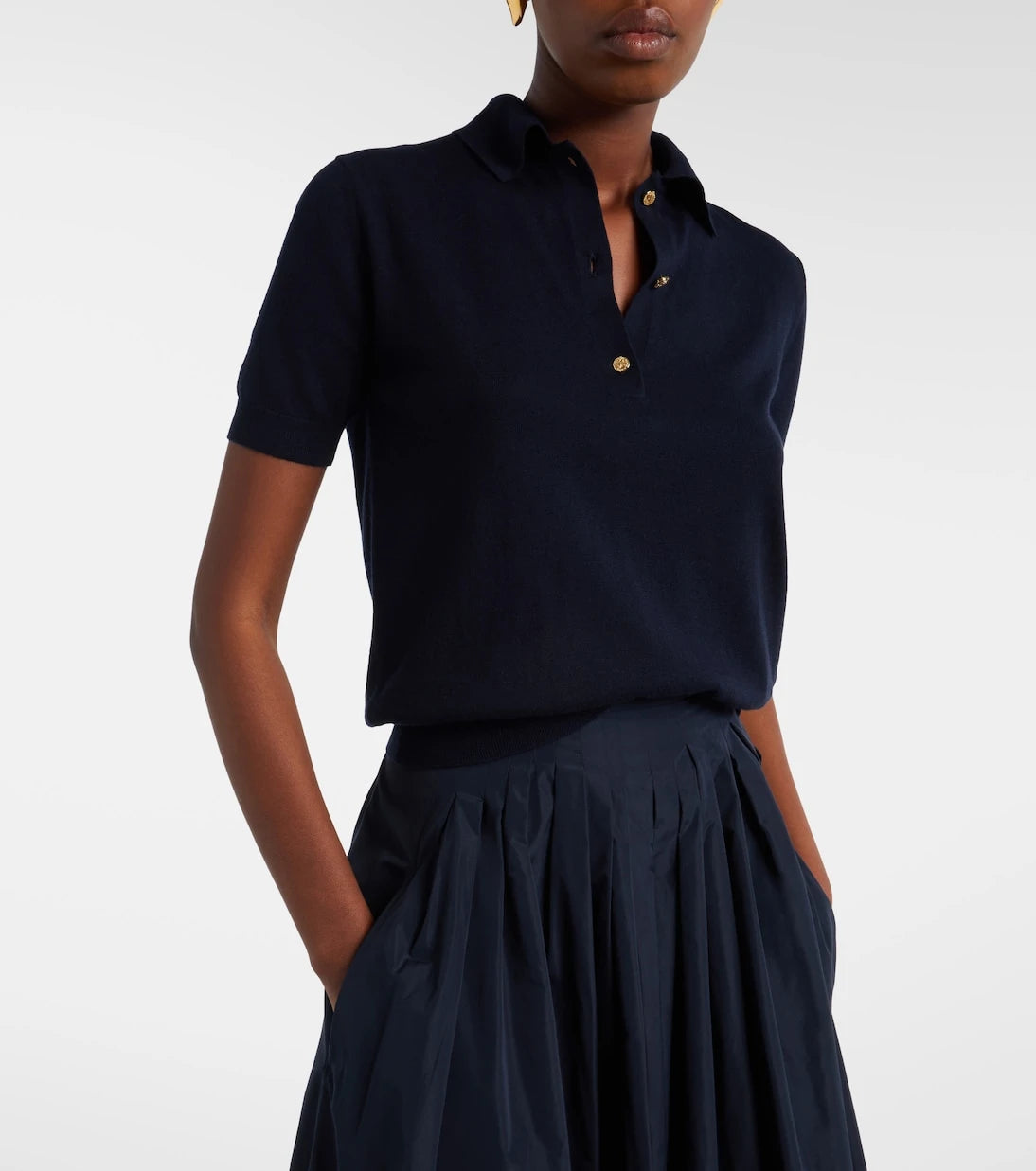 'S Max Mara - Cotton, silk, and cashmere polo sweater