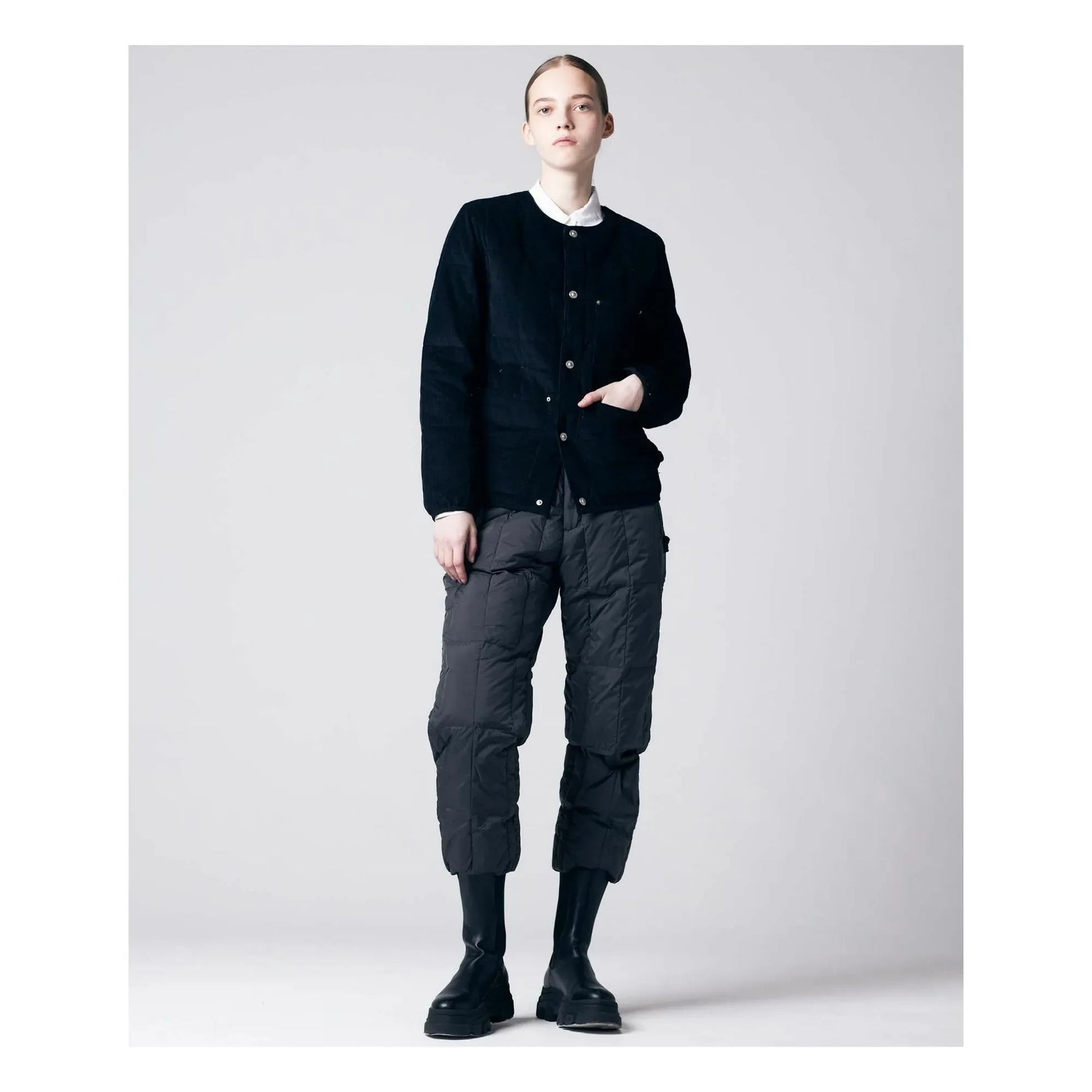Taion - Corduroy Round Collar Jacket  | Black