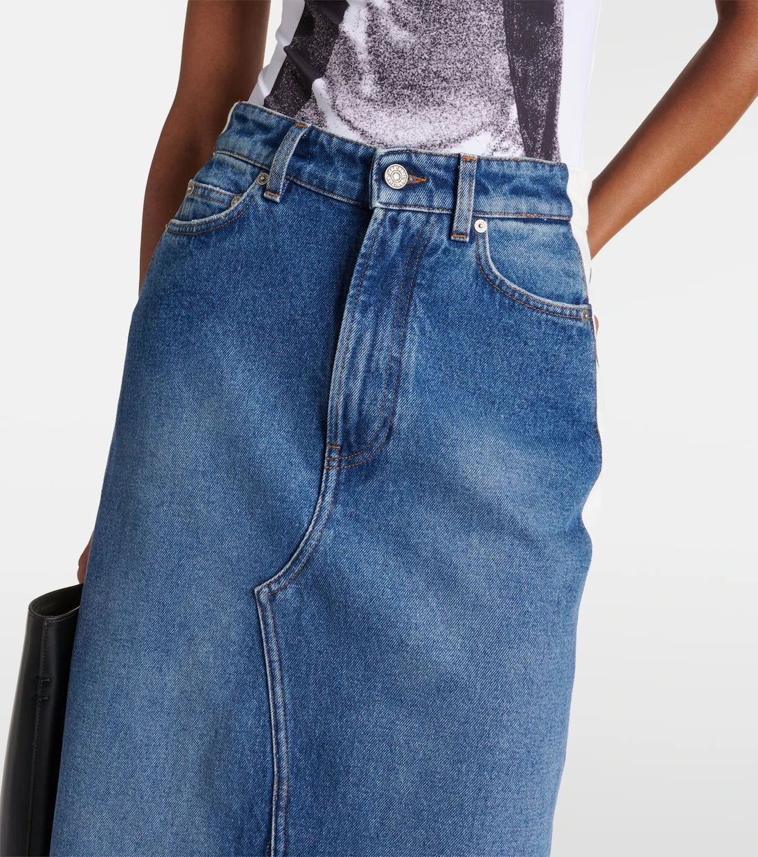 Jean Paul Gaultier - Denim and cotton maxi skirt
