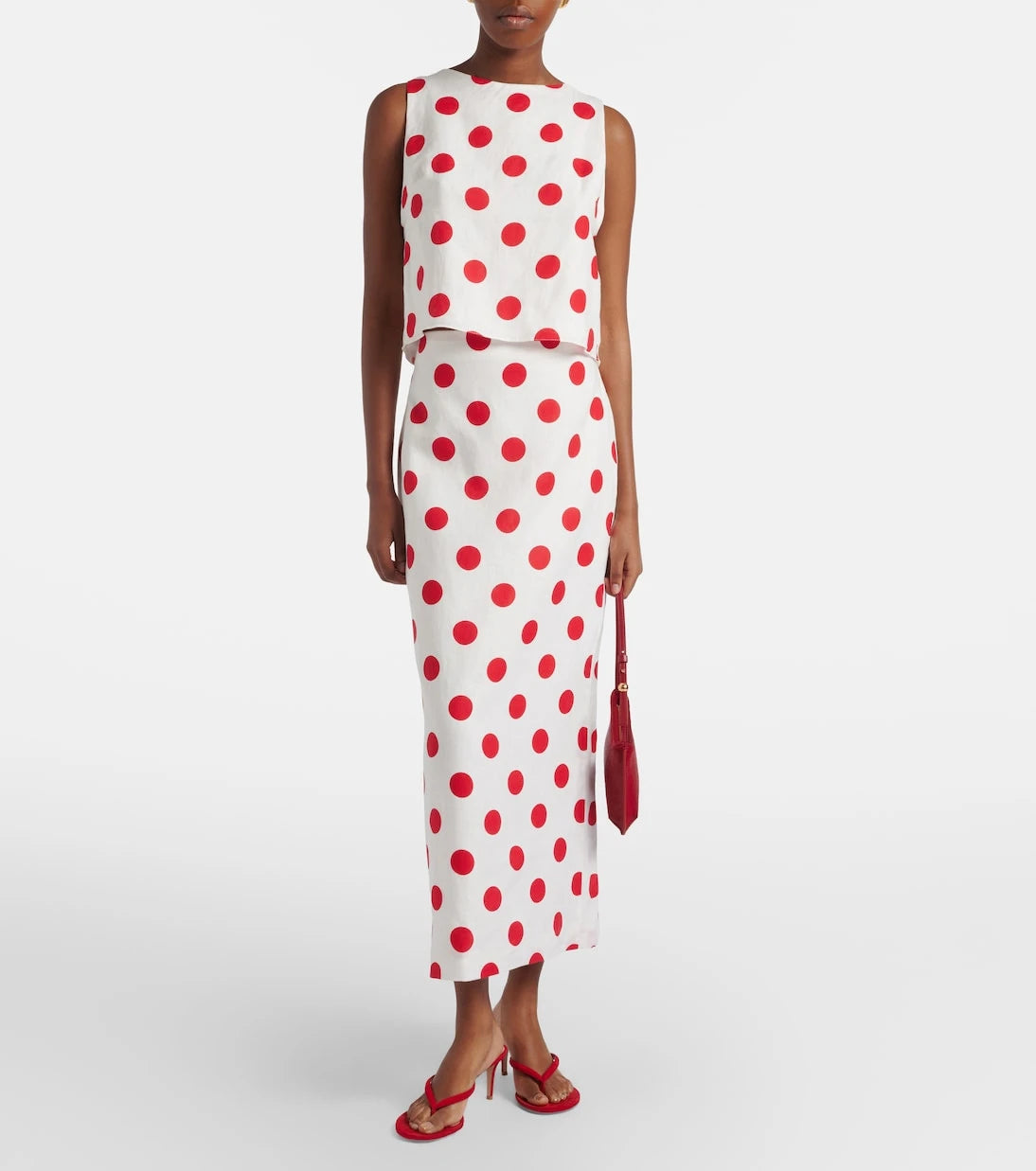 Cala de la Cruz - Avelino polka-dot linen crop top
