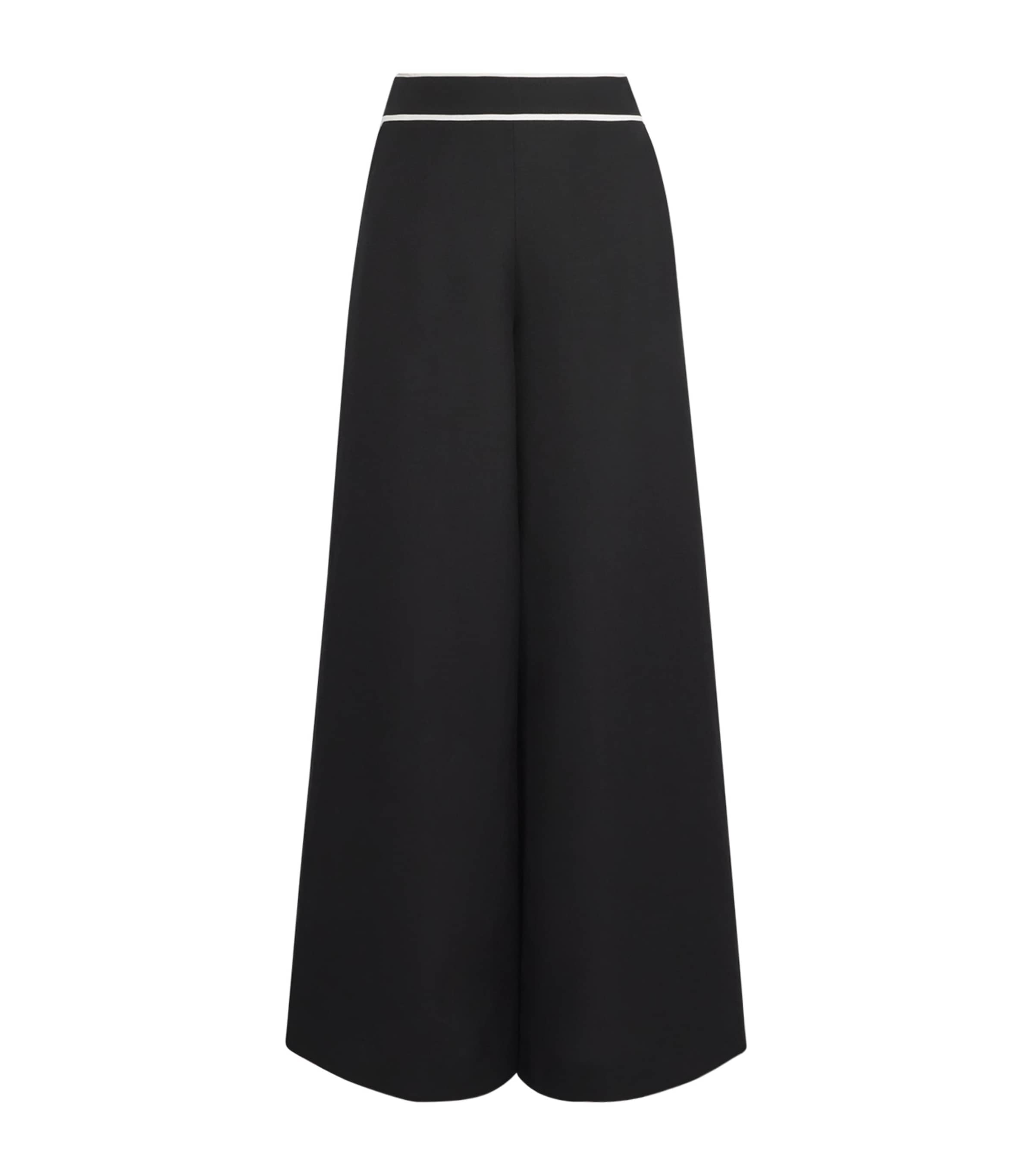 Black Linen-Blend Heidi Wide-Leg Trousers